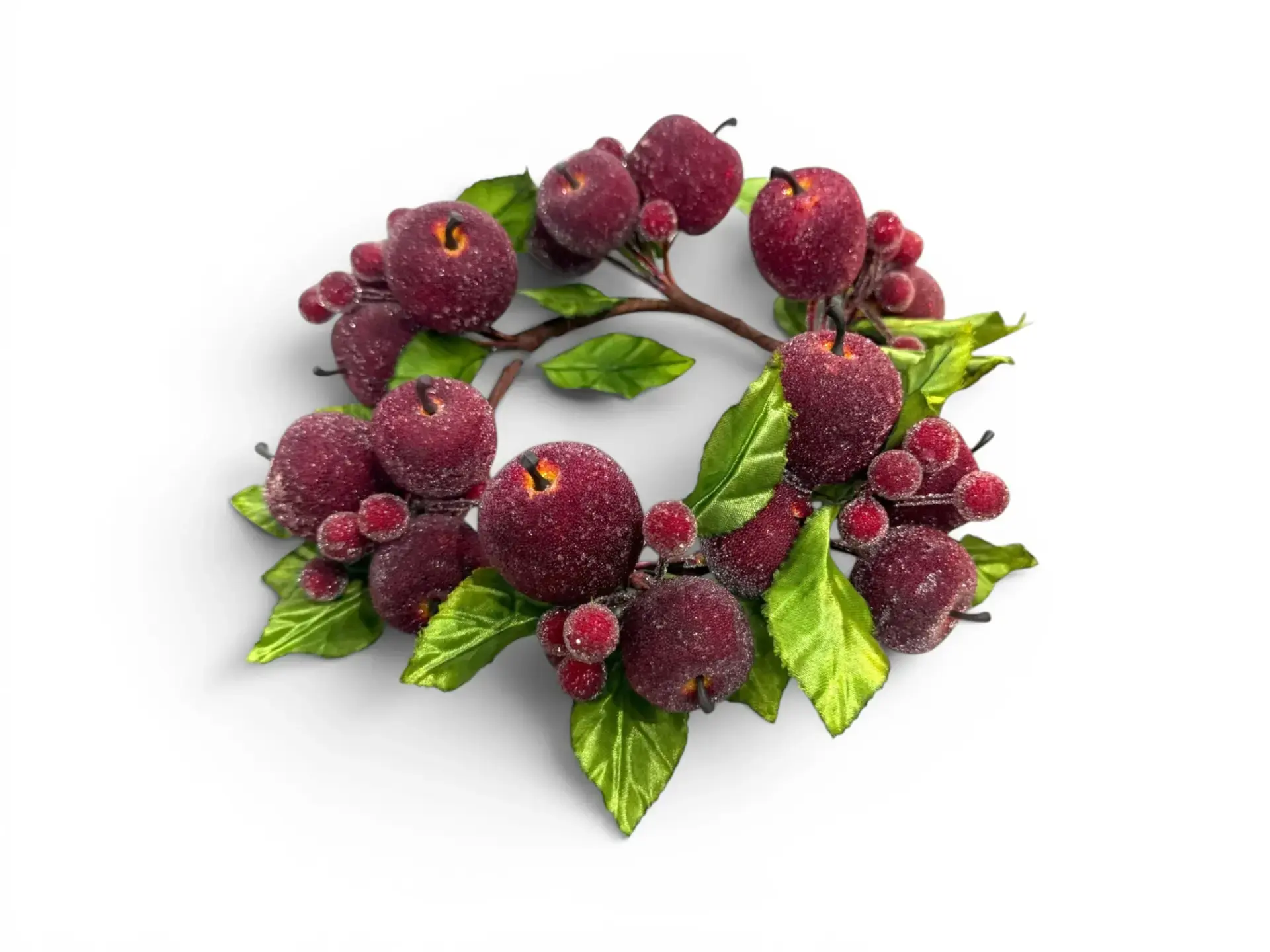 Dekoratif Mum Halkası Bordo Elma Detaylı 16 cm Bordo Elma Detaylı Dekoratif Mum Halkası 16 cm