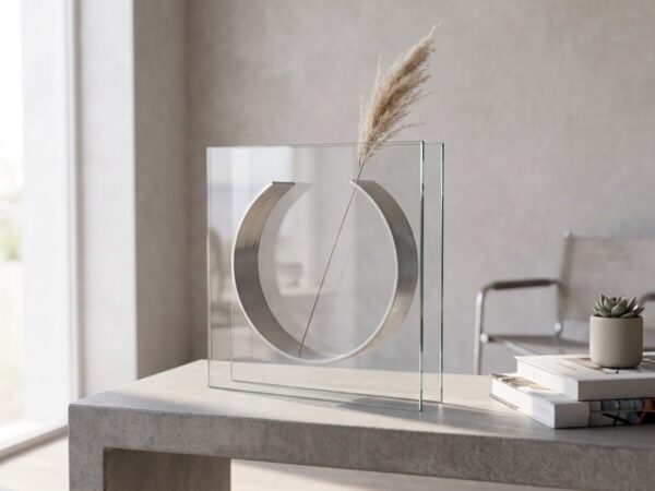 Dekoratif Cam Vazo Metal Detaylı 20×20 cm