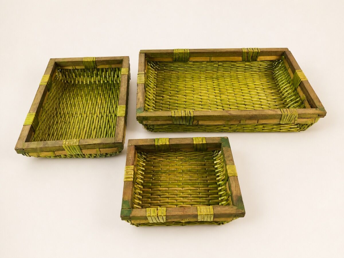Hasır Sepet – Dikdörtgen Yeşil Tepsi 25 × 20 × 8 cm Hasır Sepet – Dikdörtgen Yeşil Tepsi 25 × 20 × 8 cm