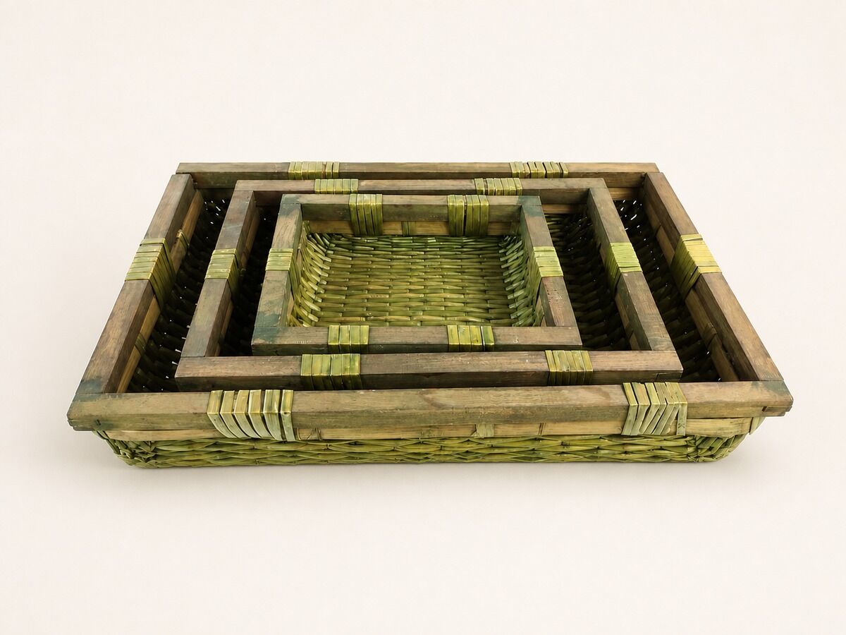 Hasır Sepet – Dikdörtgen Yeşil Tepsi 25 × 20 × 8 cm Hasır Sepet – Dikdörtgen Yeşil Tepsi 25 × 20 × 8 cm