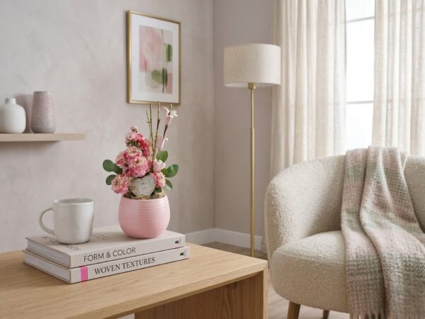 Saksılı Yapay Açelya Pembe 18 cm