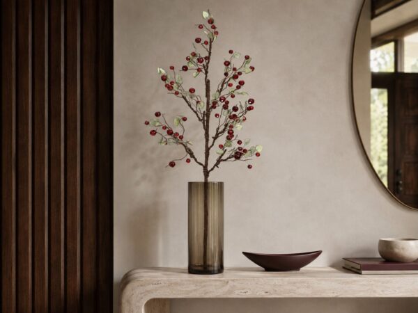 Yapay Çiçek Kristal Boncuklu Dekoratif Dal 70 cm Bordo