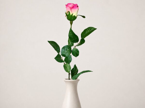 Yapay Gül Tek Dal 65 cm Pembe Beyaz