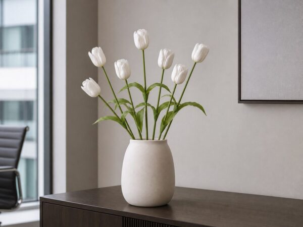 Yapay Lale Islak Dokulu 65 cm Beyaz
